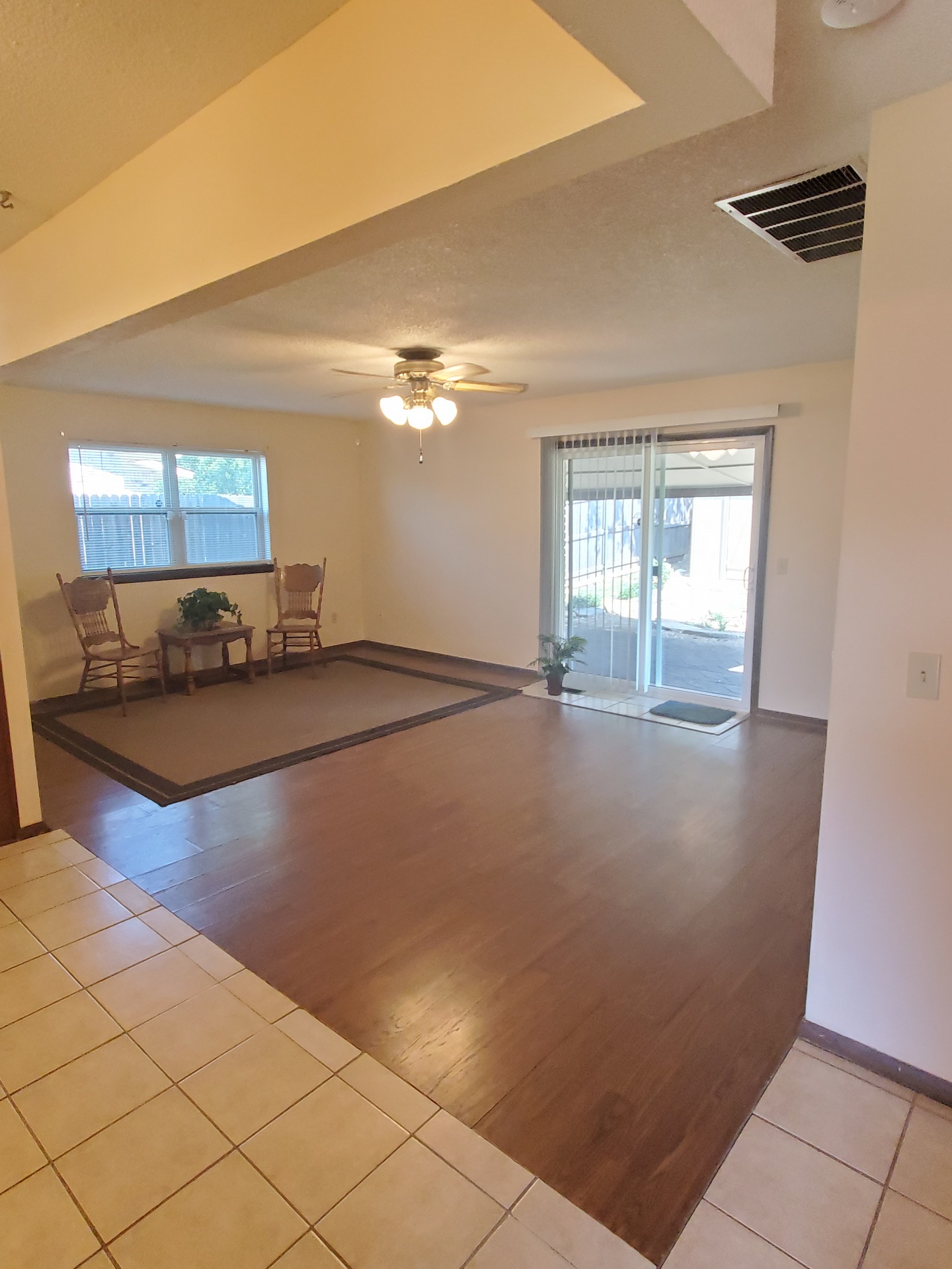 A room with a wood floor