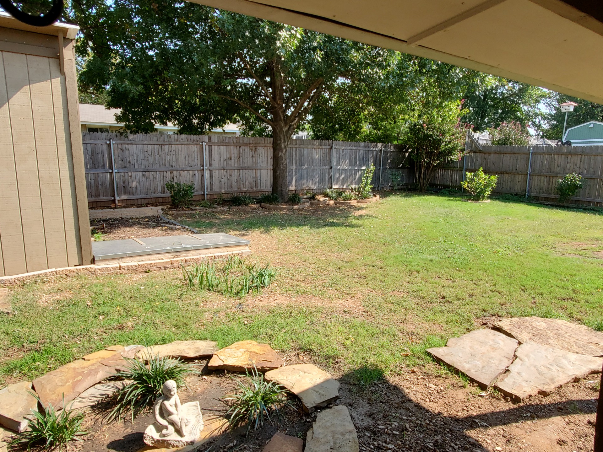 A view of the backyard