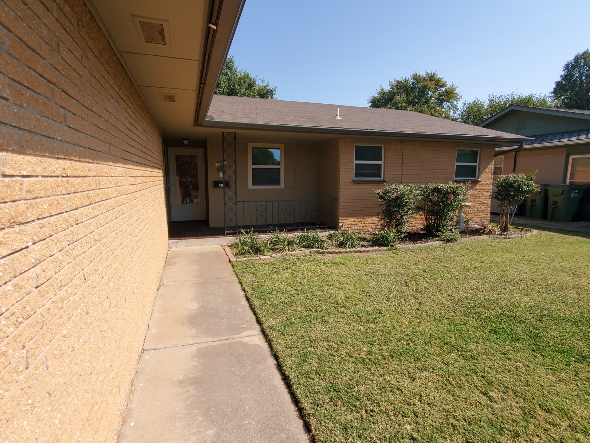 A close up of a brick building