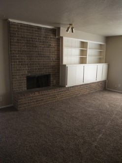 The living room with a fireplace