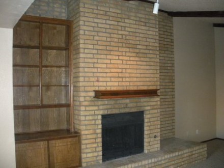 A fire place in the living room